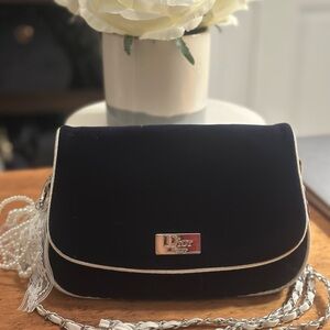 Dior Black Velvet Cosmetic Bag with Silver Accents